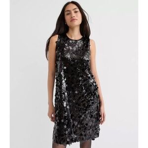 LOFT Sequin Satin Bow Back Mini Dress NEW